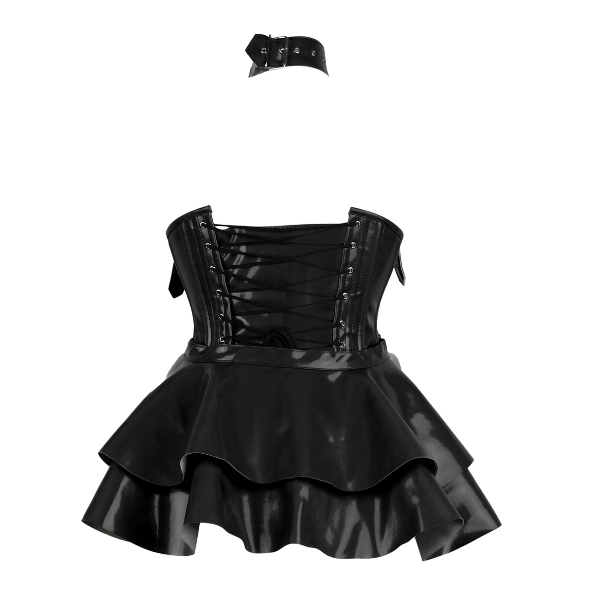 Black PVC Underbust Harness Corset Belt with Straps