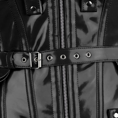 Black PVC Underbust Harness Corset Belt with Straps