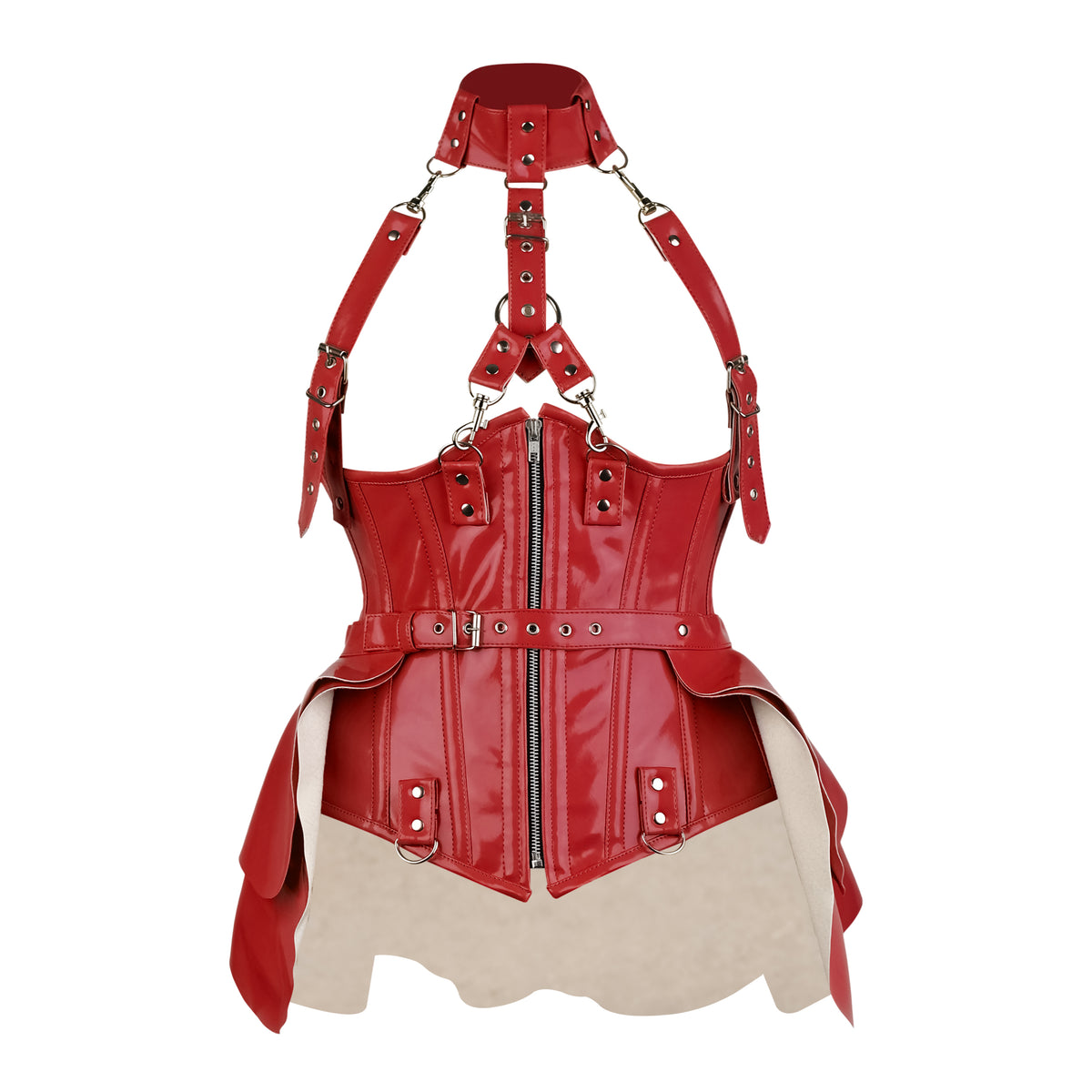 Red PVC Underbust Corset Harness with Buckles