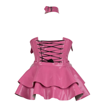 Pink PVC Underbust Corset Harness with Buckles