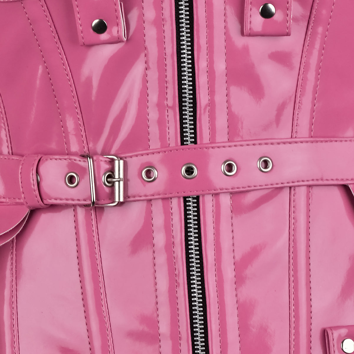 Pink PVC Underbust Corset Harness with Buckles