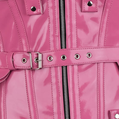 Pink PVC Underbust Corset Harness with Buckles