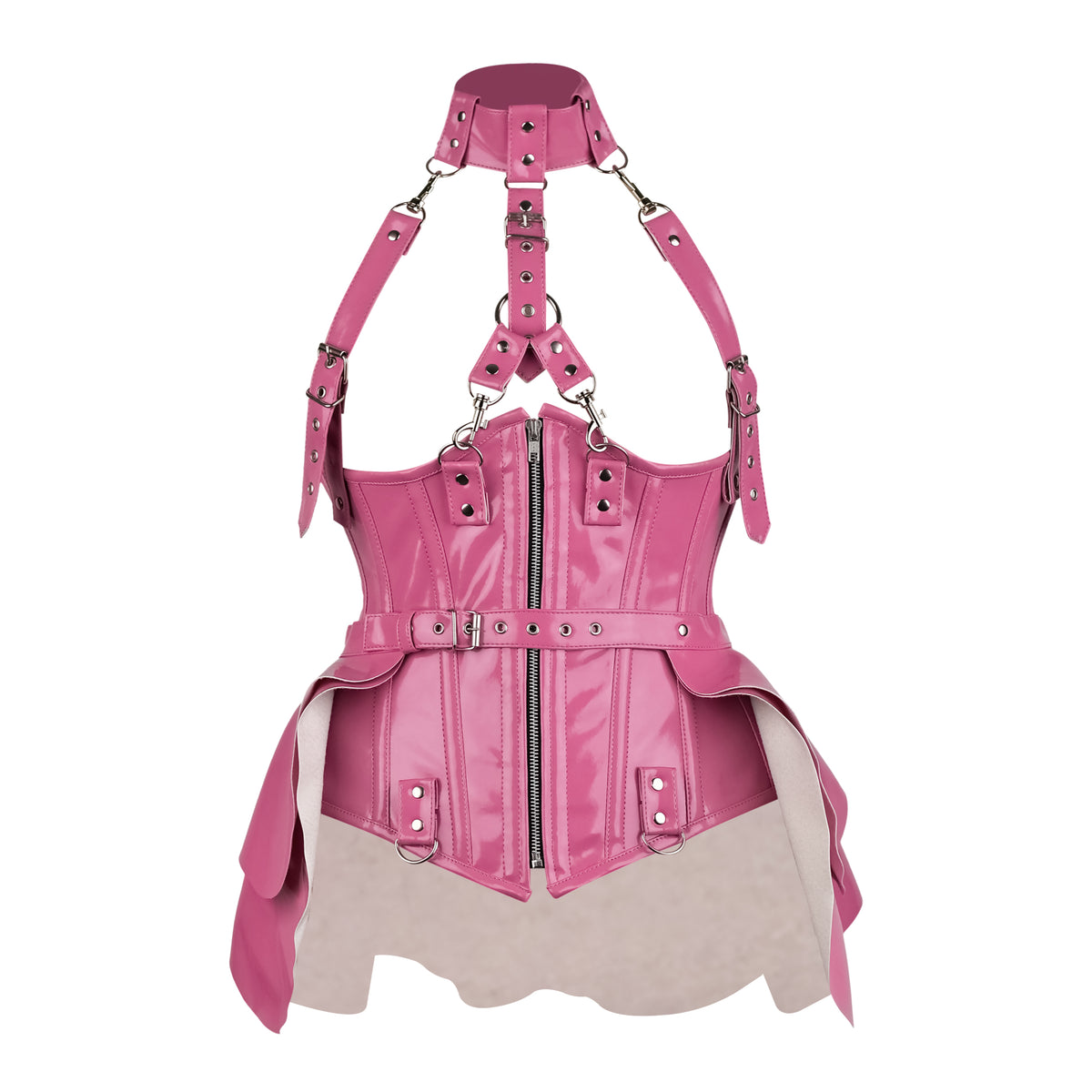 Pink PVC Underbust Corset Harness with Buckles