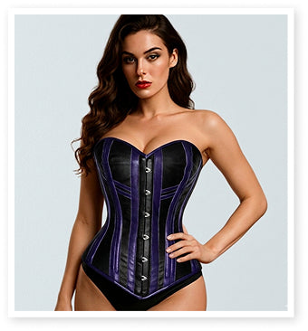 Steampunk Steel Boned Real Leather Overbust corset w/ Front Busk