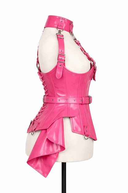 Pink PVC Underbust Corset Harness with Buckles