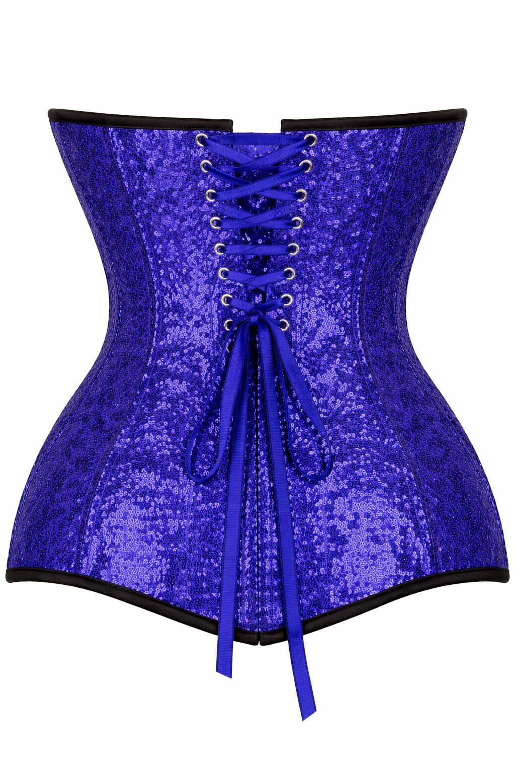 Royal Blue Sequin Overbust Corset with Front Zipper