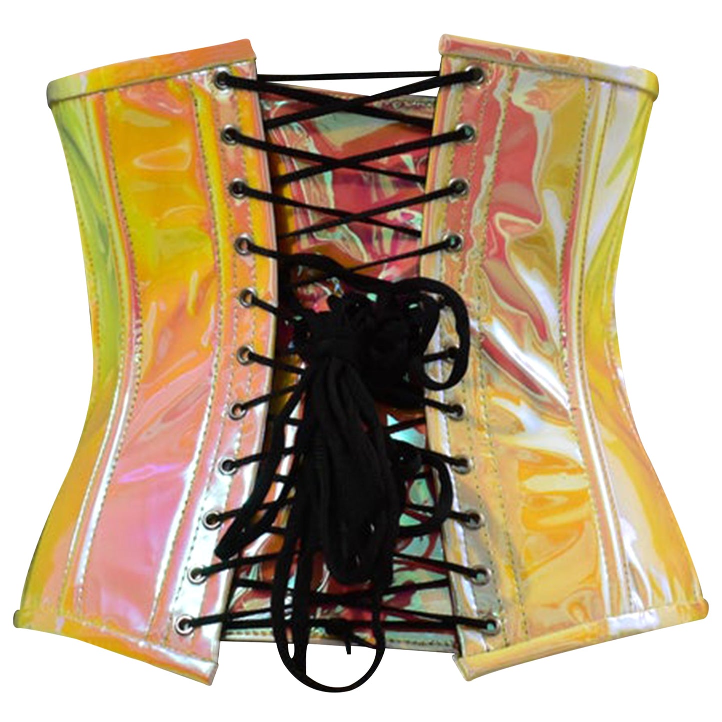 Yellow and Pink Holographic Underbust Steel Boned Corset