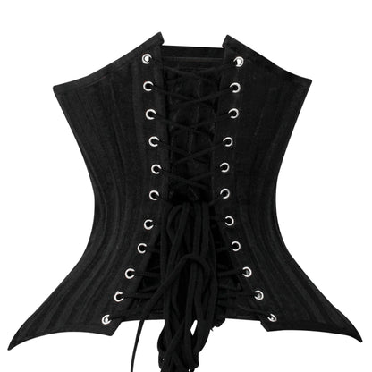 Black Brocade Lined Underbust Steel Boned Corset