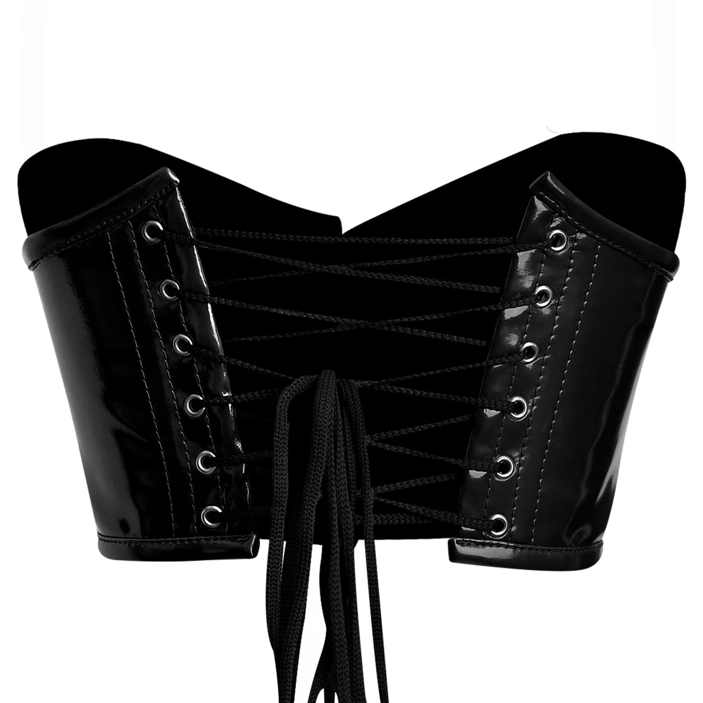 Handmade Black Y2k PVC Front Zipper Bustier Top