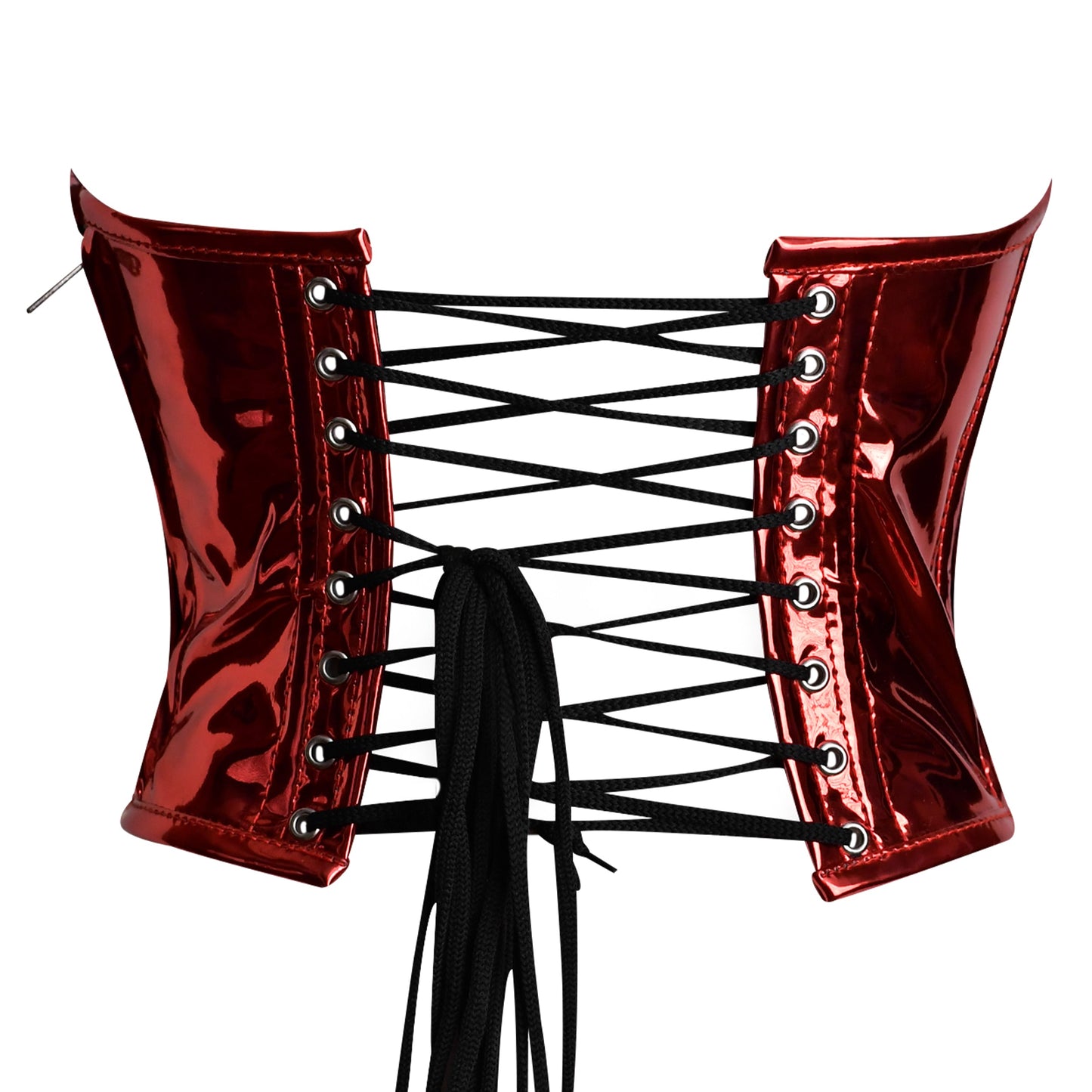 RED Metallic PVC Steel Boned Bustier Top corset w/ Spikes