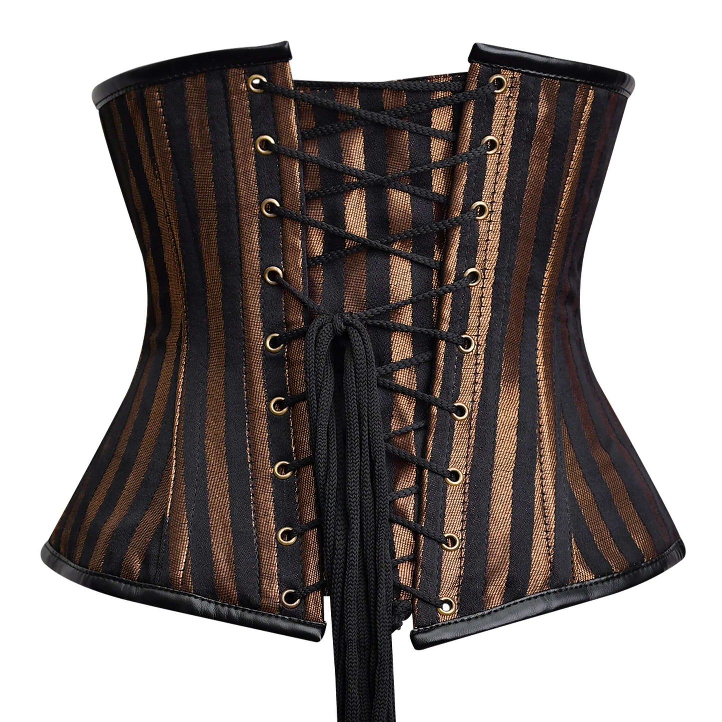 Brown Brocade Lace-up Underbust Steel Boned Corset