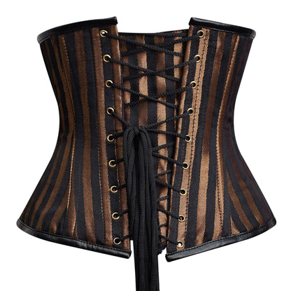 Brown Brocade Lace-up Underbust Steel Boned Corset