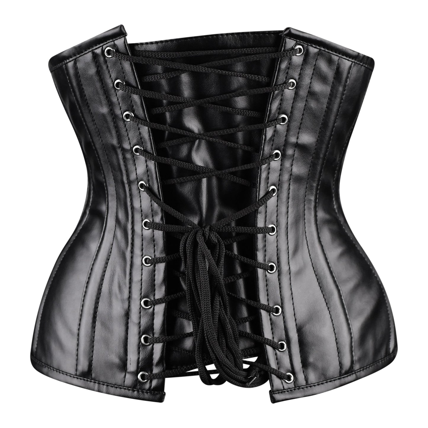 Black Faux Leather Underbust Corset