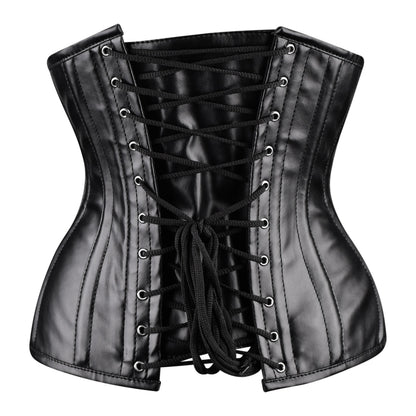 Black Faux Leather Underbust Corset