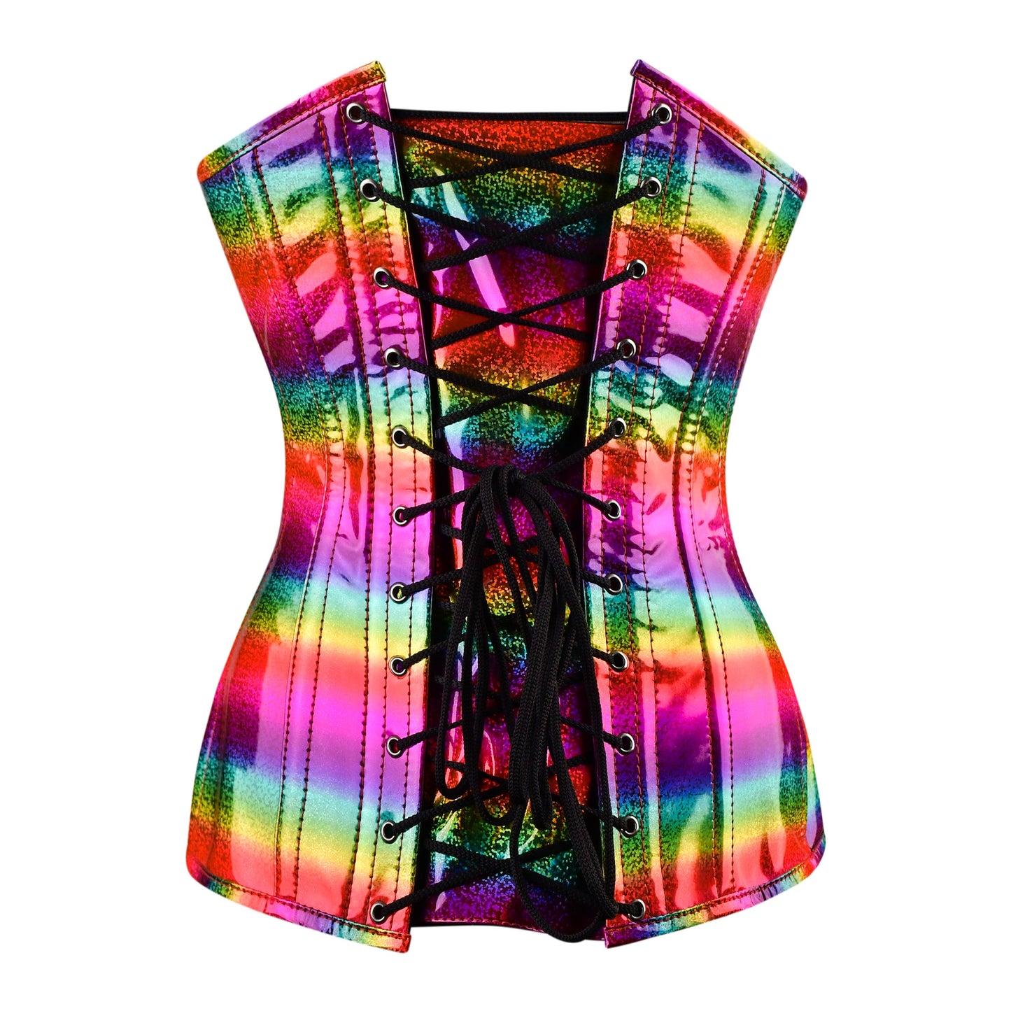 Neon Dream Overbust Corset (Prismatic Green-Purple Holo)