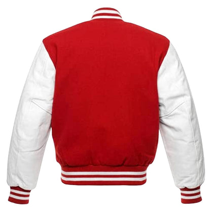 College Varsity Jacket, Baseball Jacket with Real Leather Sleeves