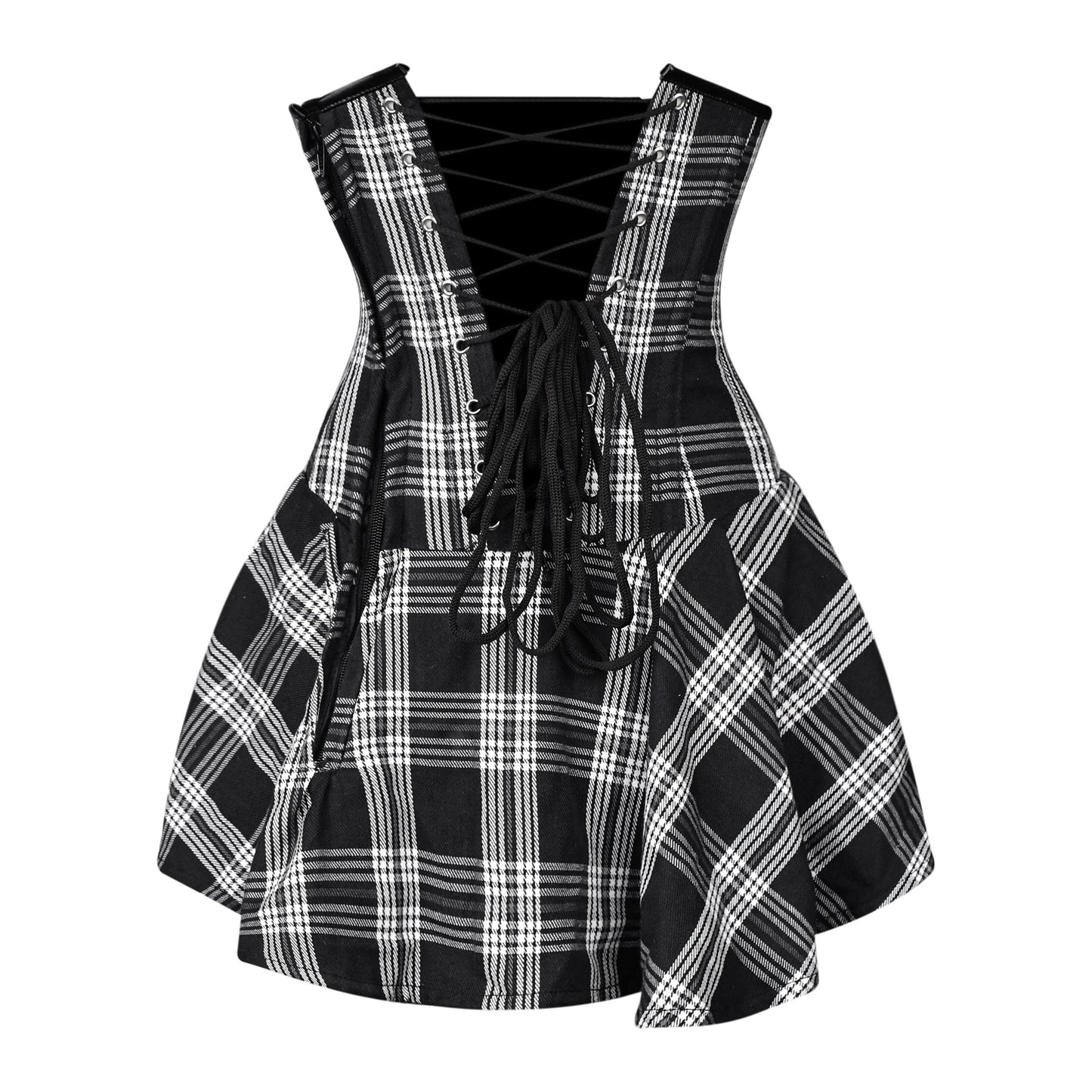 Black & White Plaid Corset Dress