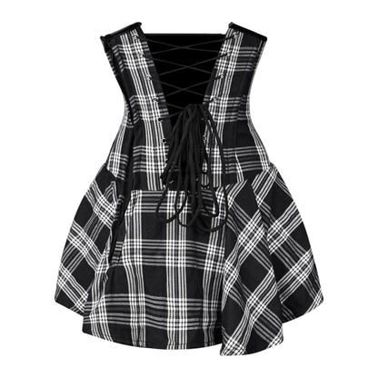 Black & White Plaid Corset Dress