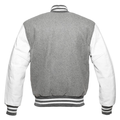 Varsity Letterman College Wool Jacket with Real Leather Sleeves