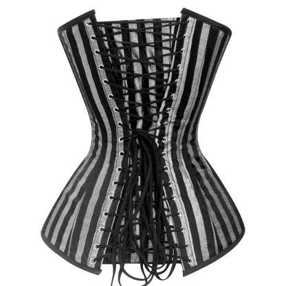 Handmade Silver Brocade Overbust corset/Steel Boned Waist Training Corset