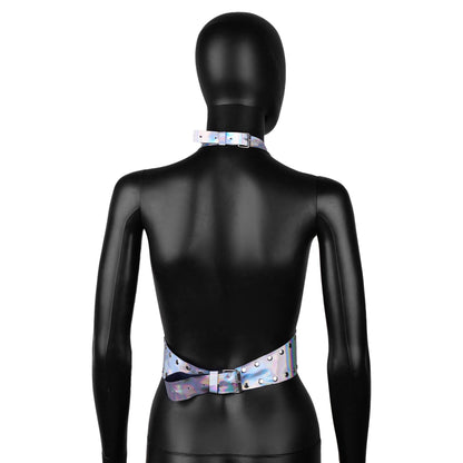 Holographic Leather Harness Crop Top