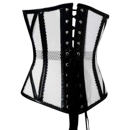 Stylish Overbust Faux/Fishnet Steel boned Corset