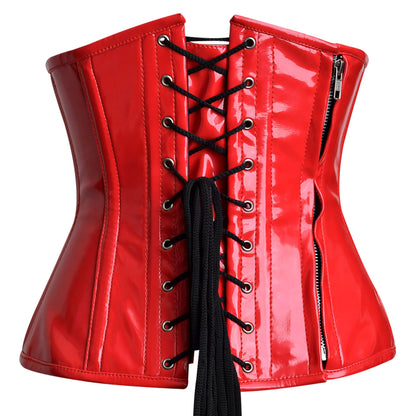 Red PVC Underbust Corset Top - Steel Boned Waist Trainer