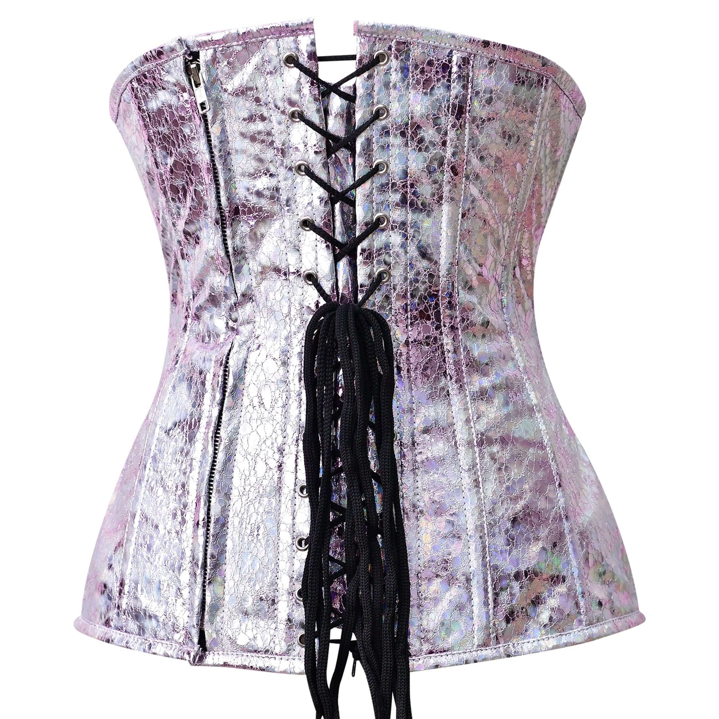 Pink Crackle PVC Underbust Steel Boned Corset