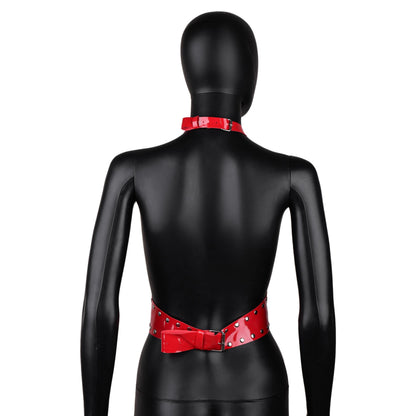 Red Patent Leather Harness Crop Top