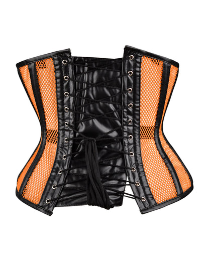 Orange Sheer Medieval Steel-Boned Lace-Up Underbust Corset