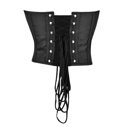 Handmade Black Matte Leather Overbust Corset.