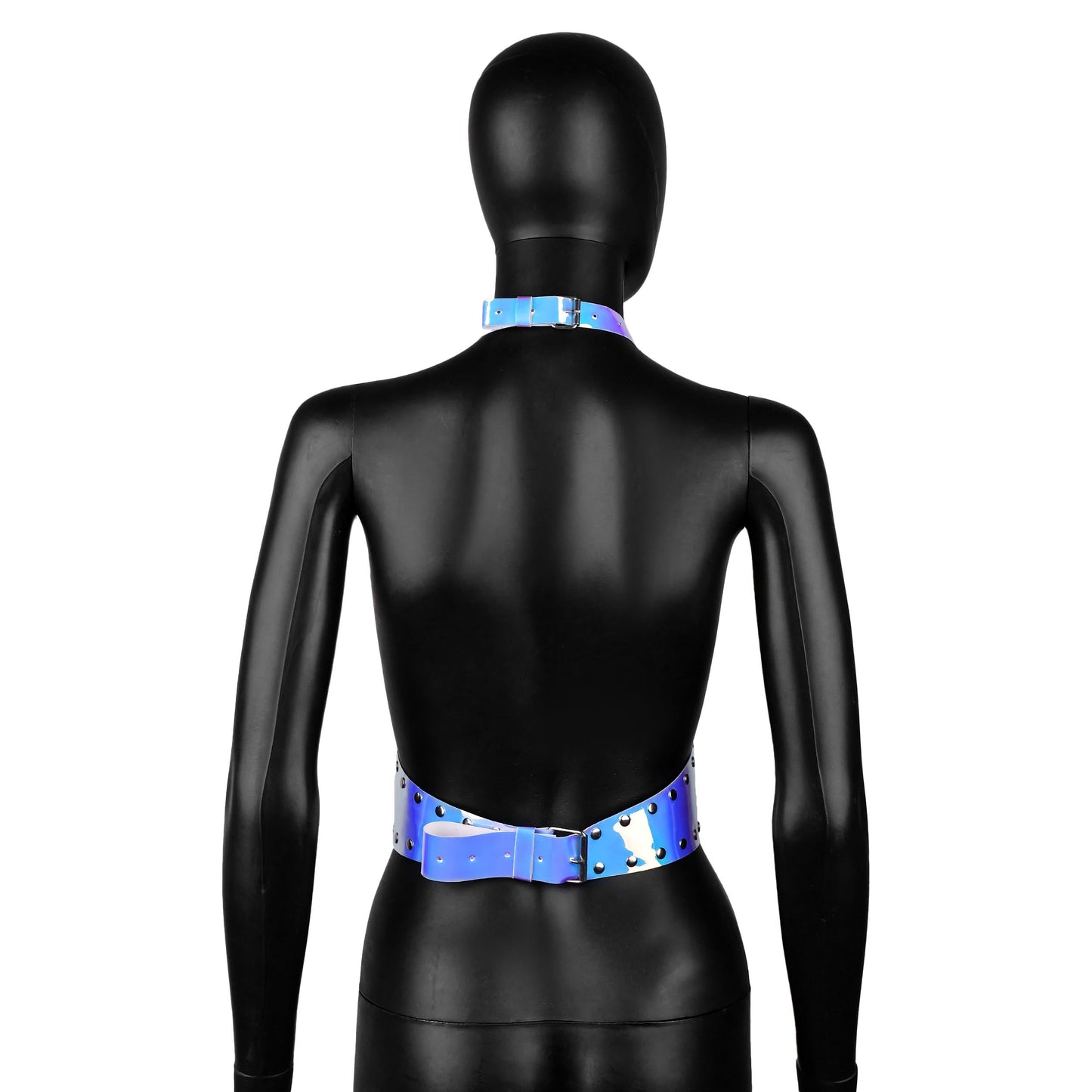 Blue Holographic Harness Crop Top