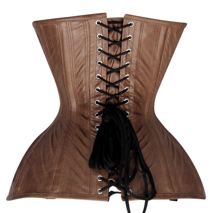 Brown Steampunk Leather Under bust  Corset