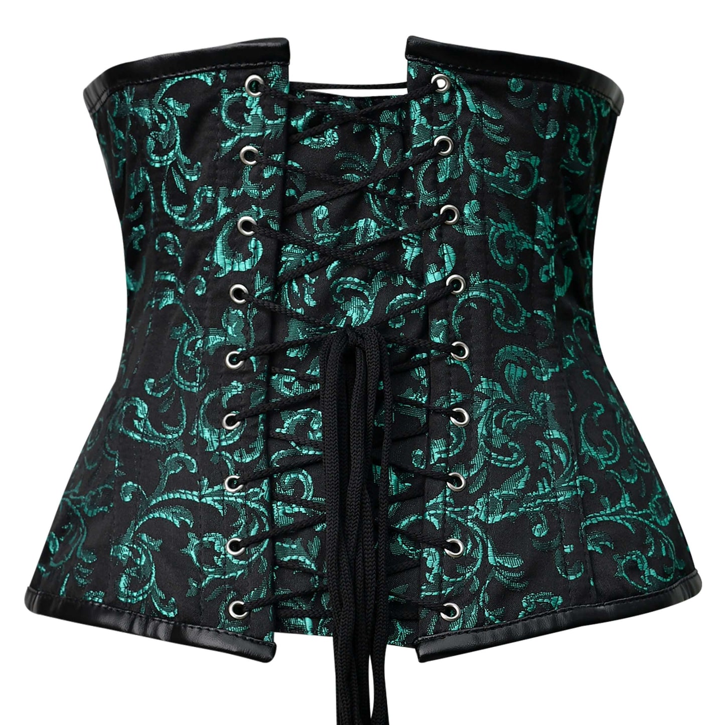 Green Brocade Underbust Steel Boned Lace-up Corset