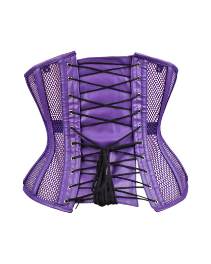 Purple Sheer Medieval Steel-Boned Lace-Up Underbust Corset