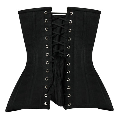 Black Cotton Underbust Steel Boned Waist Training Corset