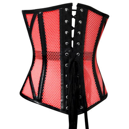 Stylish Overbust Faux/Fishnet Steel boned Corset