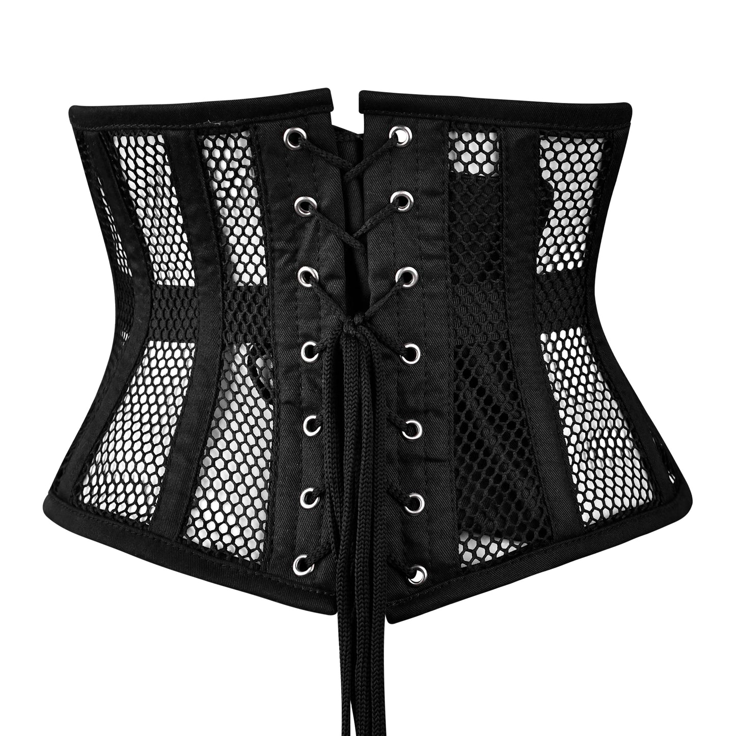 Handmade Black Cotton Mesh Steel Boned Mini Cincher Corset