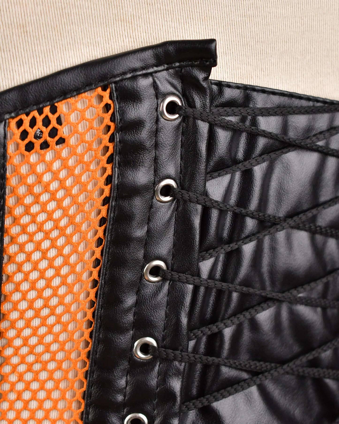 Orange Sheer Medieval Steel-Boned Lace-Up Underbust Corset