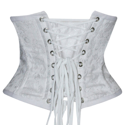 White Brocade Mini Cincher corset - Waist Trainer Short torso