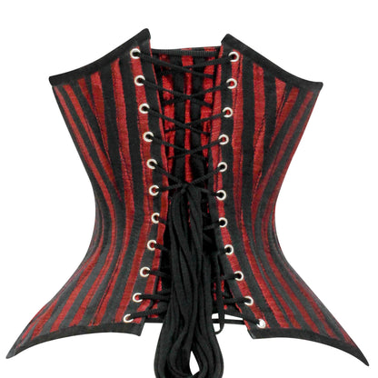 Red Brocade Lined Under bust Steel Boned Corset