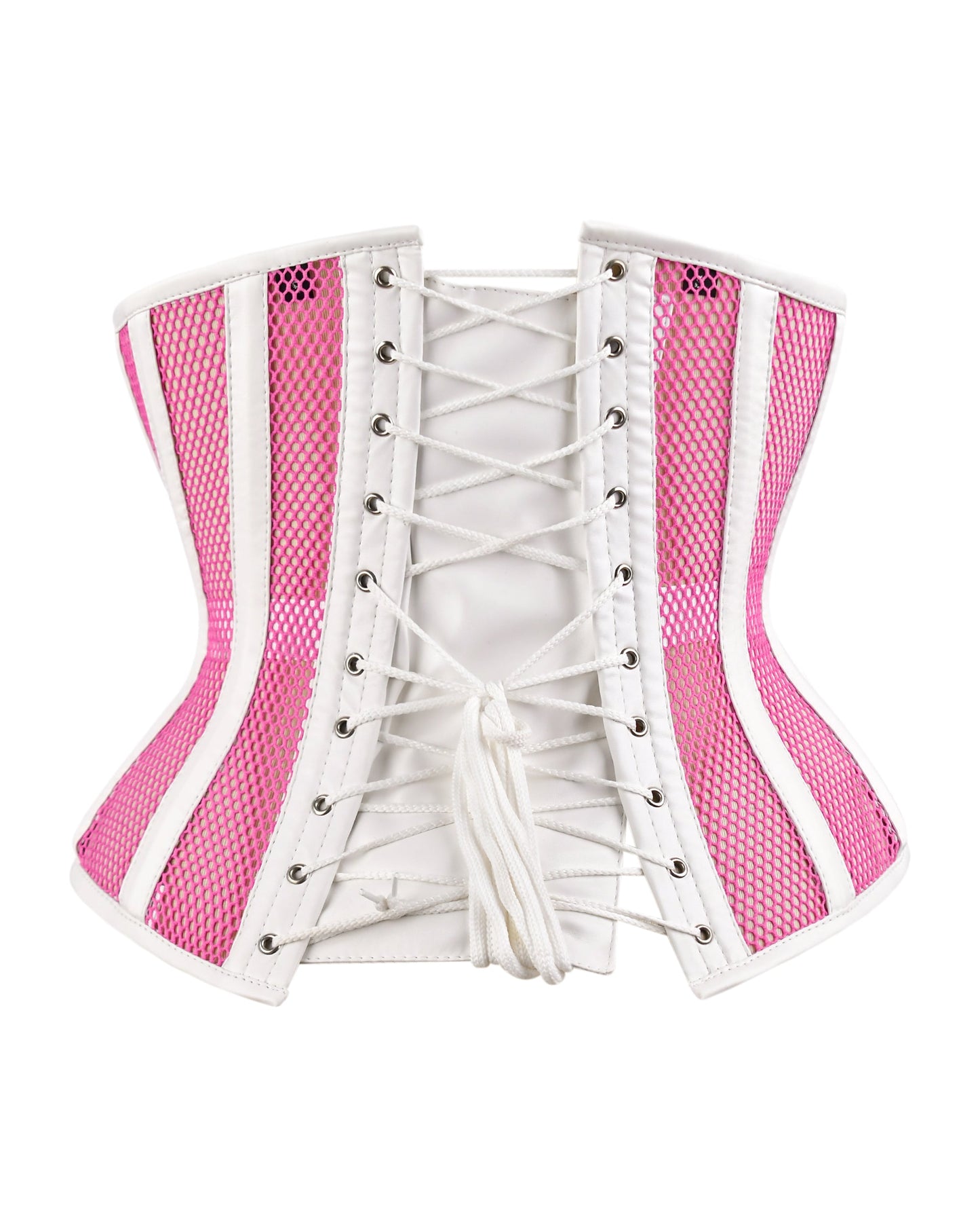 Pink Sheer Medieval Steel-Boned Lace-Up Underbust Corset