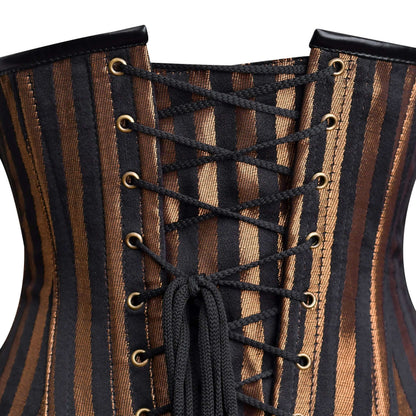 Brown Brocade Lace-up Underbust Steel Boned Corset