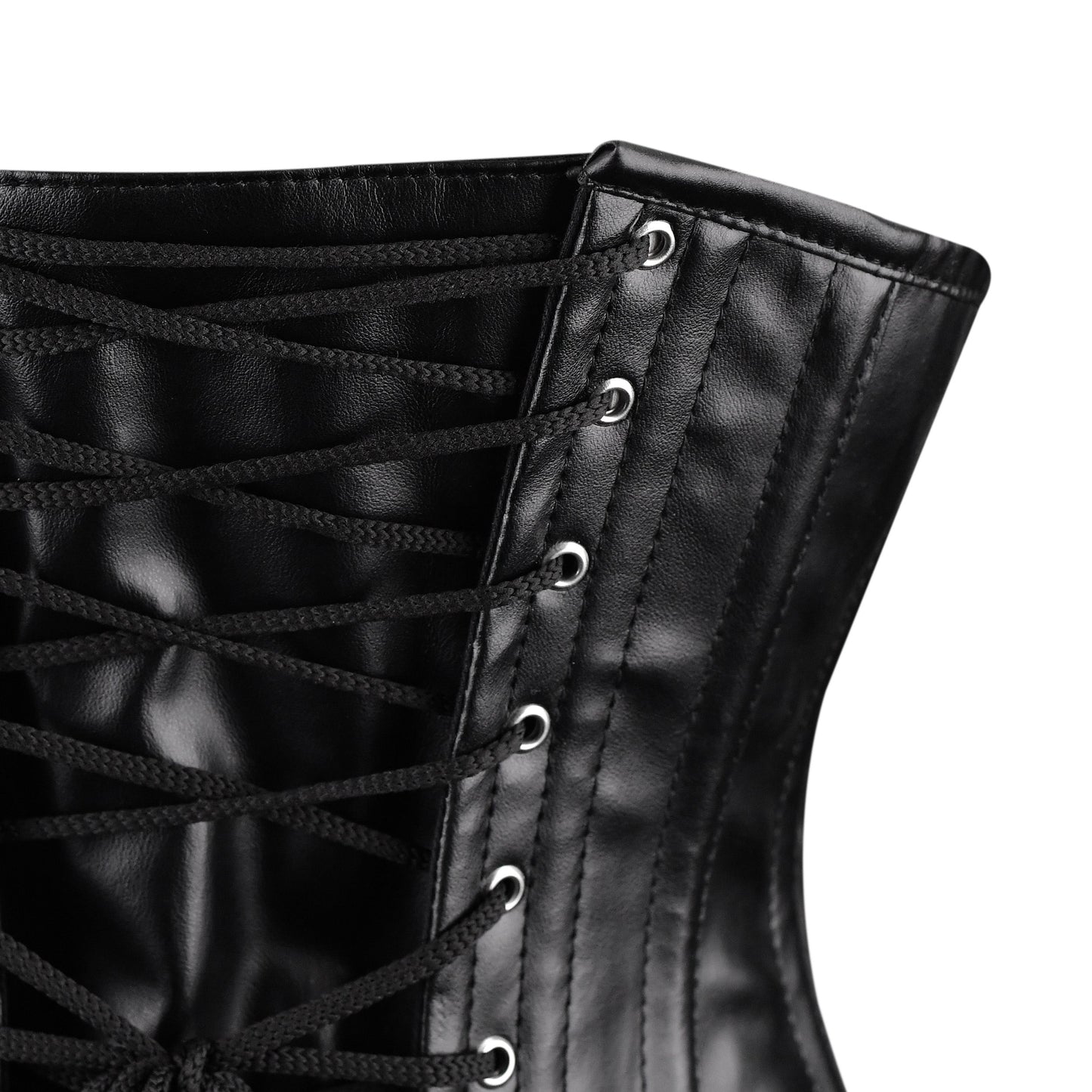 Black Faux Leather Underbust Corset