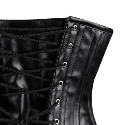 Black Faux Leather Underbust Corset