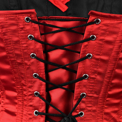 Red Satin Overbust Corset with Steel Boning (Handmade)
