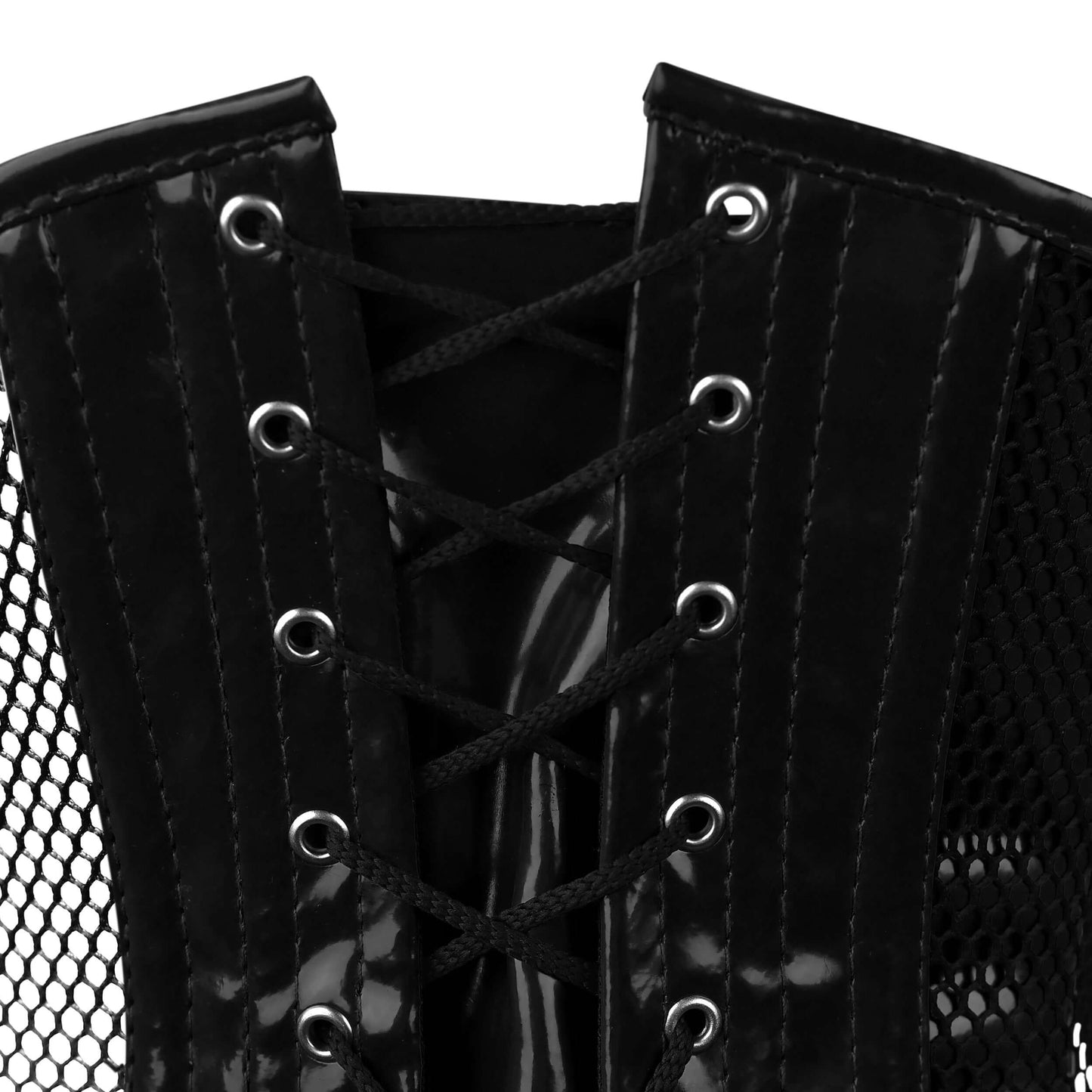 Black PVC Fishnet Underbust Steel Boned Corset