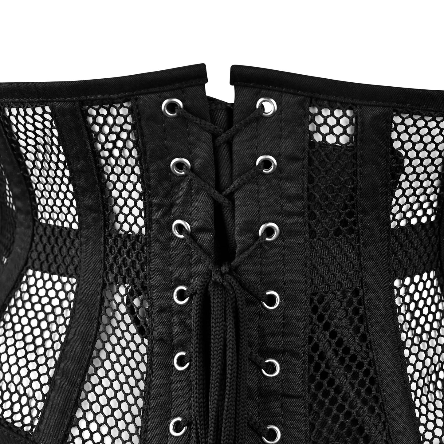 Handmade Black Cotton Mesh Steel Boned Mini Cincher Corset