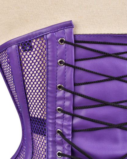 Purple Sheer Medieval Steel-Boned Lace-Up Underbust Corset