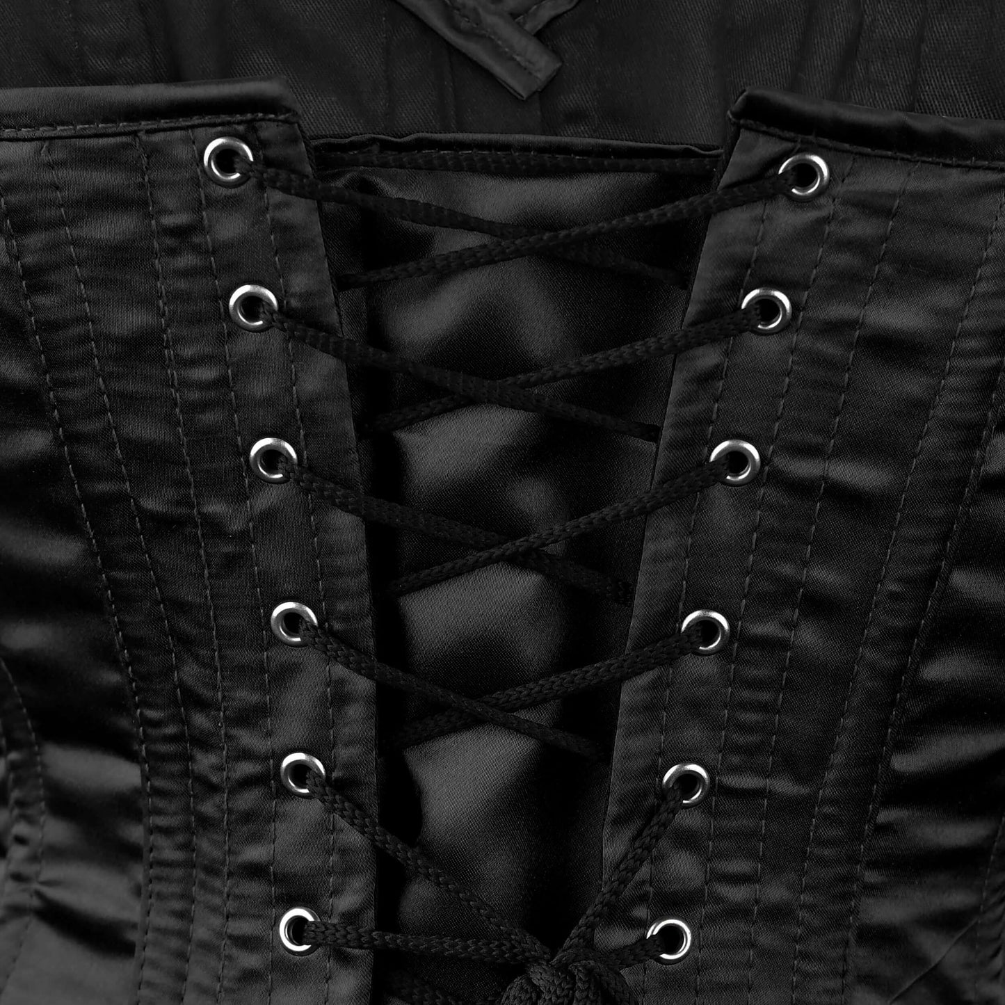Handmade Black Satin Steel Boned OverBust Corset